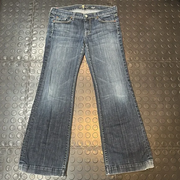 7 For All Mankind 30 x 29 Blue Flare & Wide Leg Jeans - Picture 4 of 12